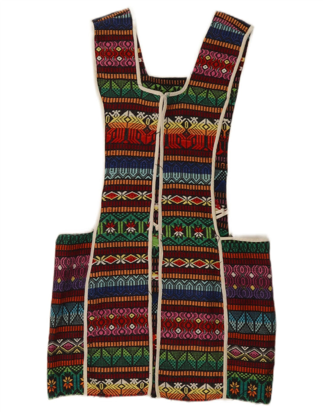 Vintage mujer sin mangas túnica top talla única multicolor geométrico