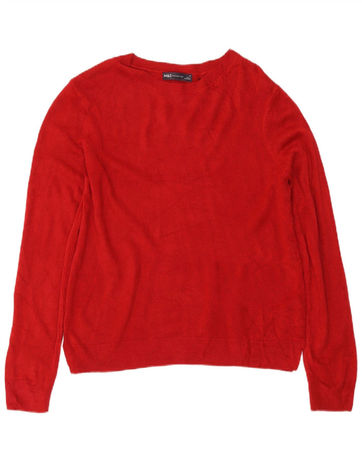 Marks & Spencer Suéter tipo jersey con cuello redondo para mujer UK 40 Acrílico rojo mediano