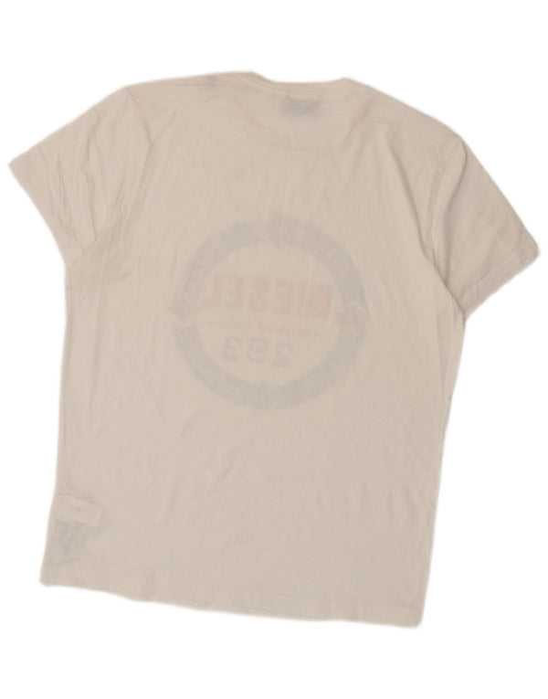 Diesel Hombre Camiseta Gráfica Top XL Algodón Blanco