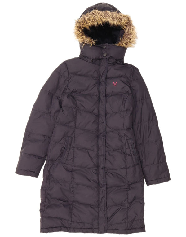 Crew Clothing Abrigo acolchado con capucha para mujer UK 10 Small Azul marino Nylon