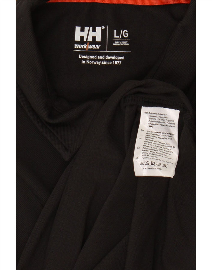 HELLY HANSEN Mens Graphic Polo Shirt Large Black Polyamide