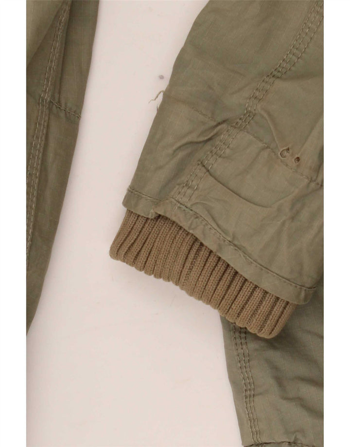 Superdry Parka con capucha para mujer, talla 40, algodón caqui mediano