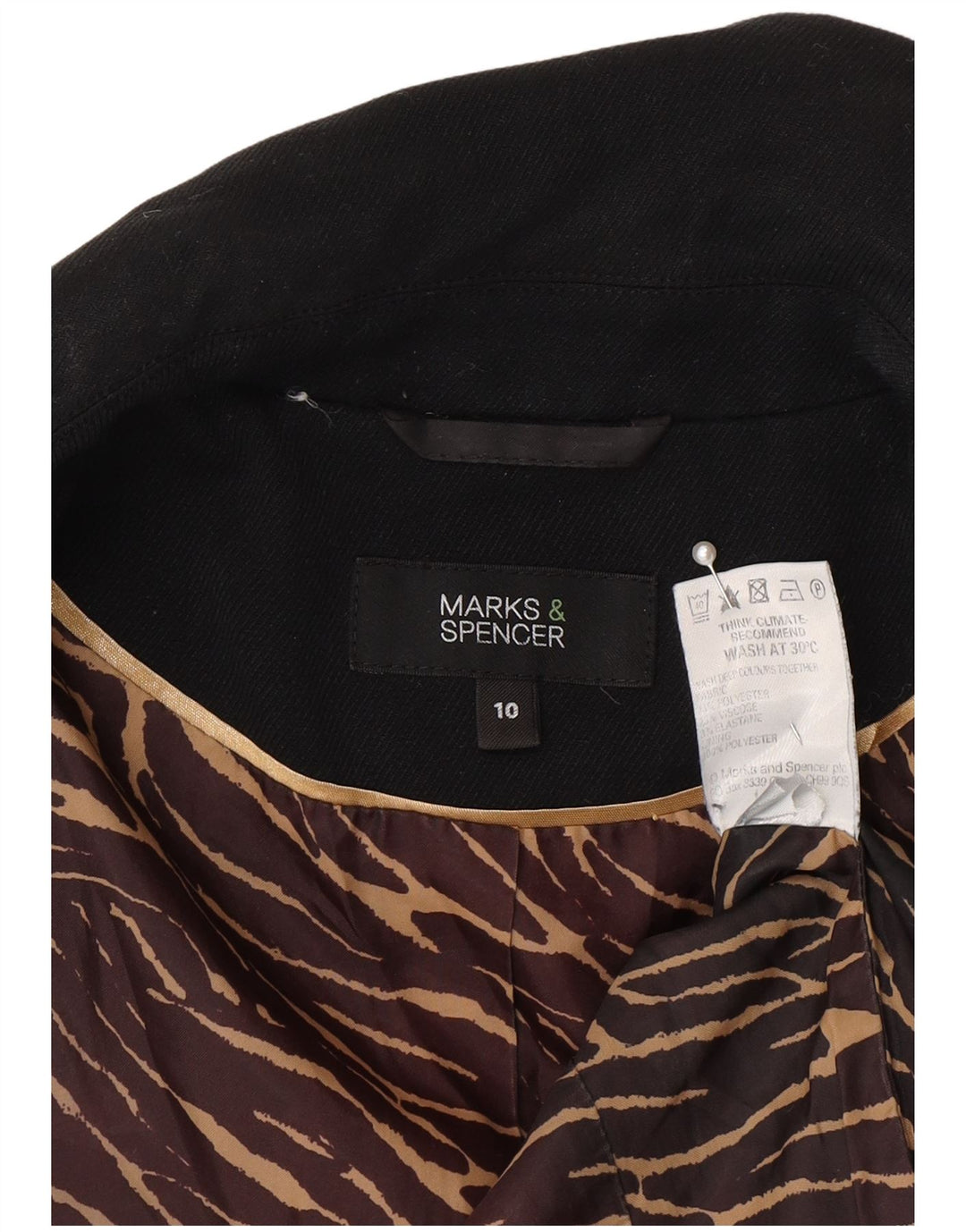 Marks & Spencer Chaqueta tipo blazer con 1 botón para mujer UK 10 Small Poliéster negro
