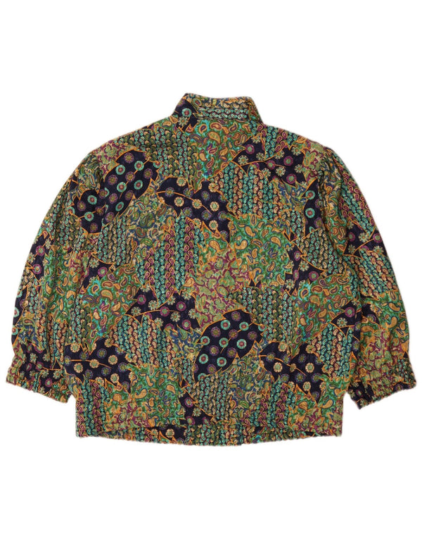 Vintage mujer 3/4 manga camisa blusa IT 46 grande multicolor paisley