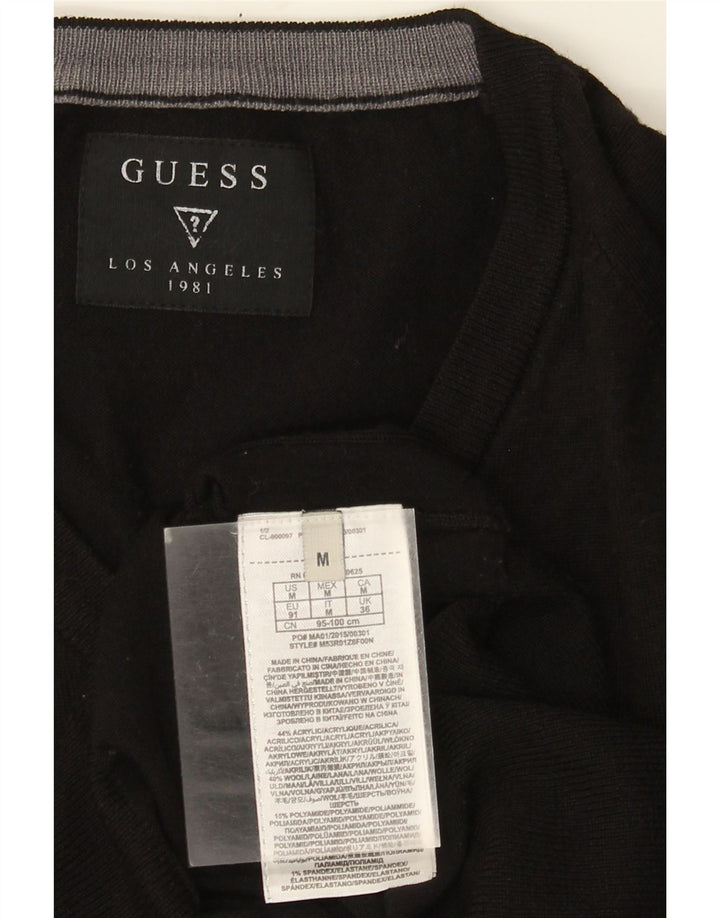 GUESS Suéter con cuello en V para hombre Acrílico negro mediano