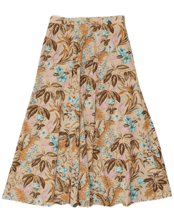 VINTAGE Falda acampanada para mujer IT 42 Mediana W28 Beige Floral