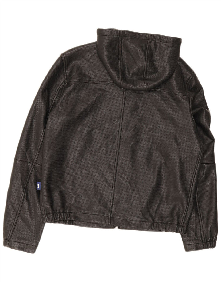 Chaqueta bomber con capucha de cuero para hombre Gas UK 36 Small Black