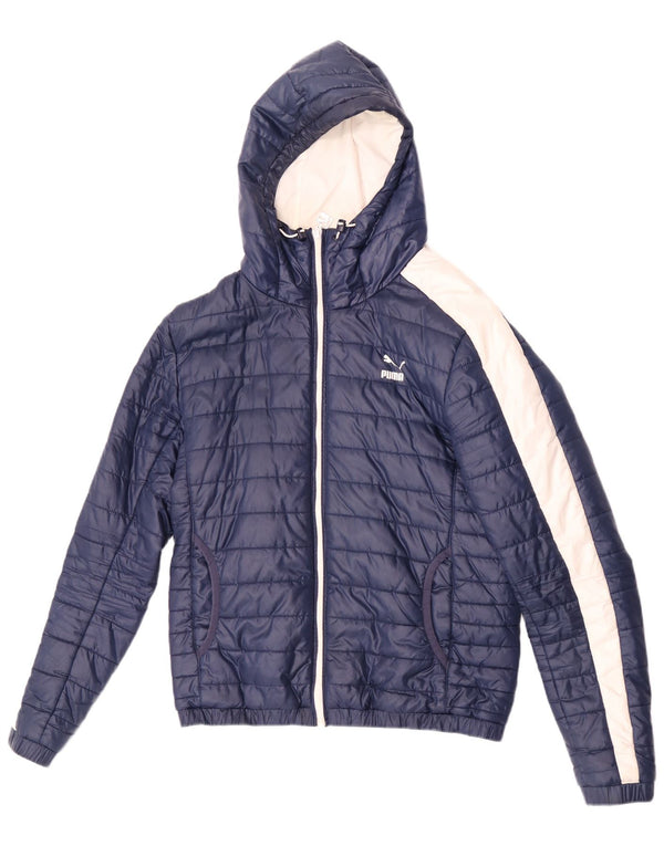 Puma Chaqueta acolchada con capucha para hombre UK 36 Small Azul Colorblock Poliéster