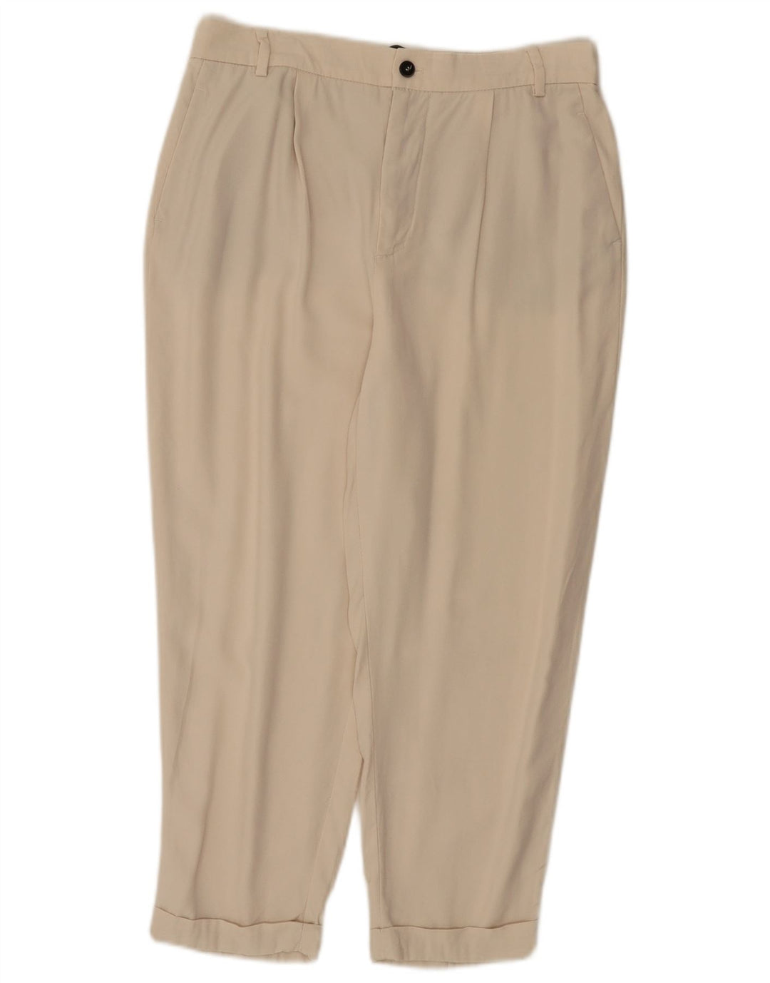 ZARA Mujer Pantalón Capri Pegged Mediano W28 L22 Lyocell Beige