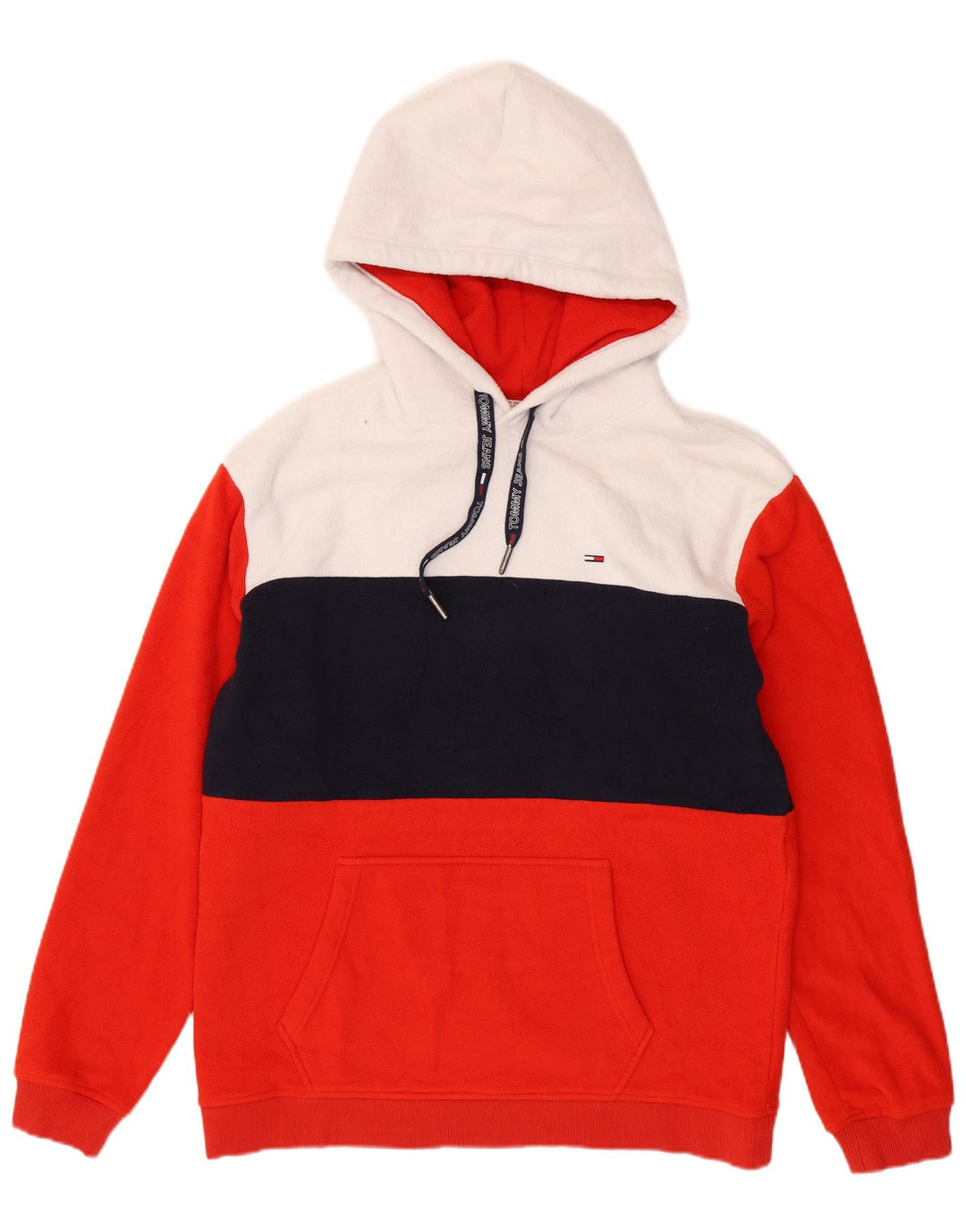 TOMMY HILFIGER Jersey polar con capucha para hombre XL Rojo Colorblock Poliéster