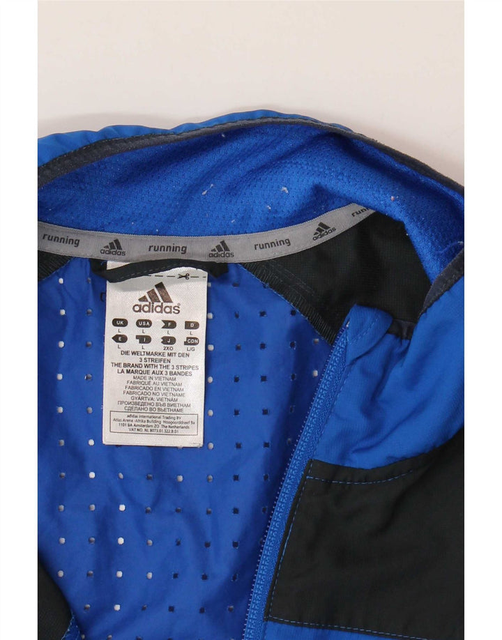 Adidas Hombre Chándal Top Chaqueta Grande Azul Colorblock Poliéster