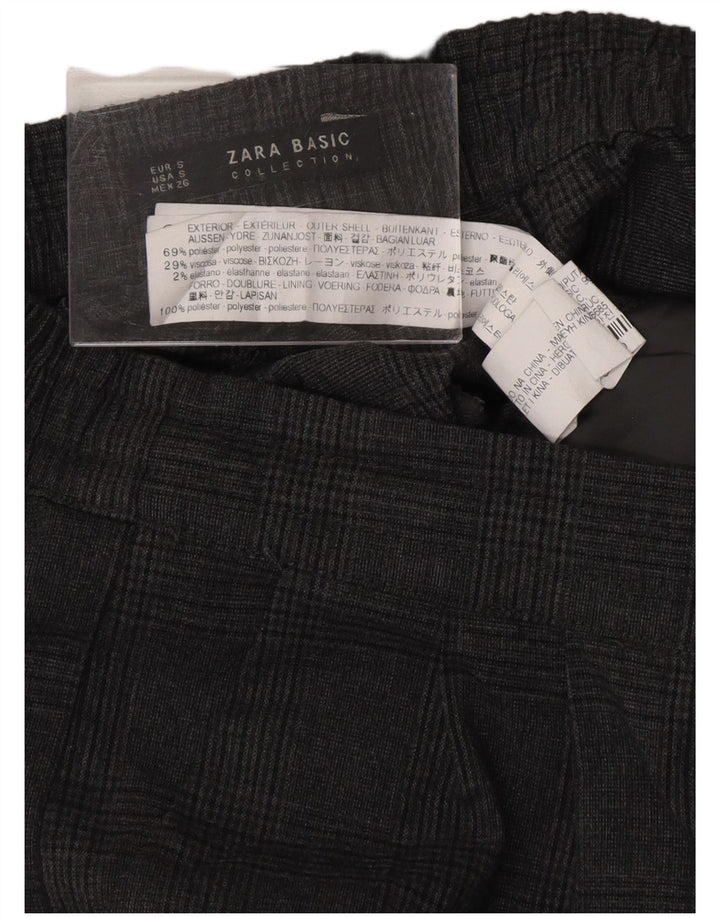 ZARA Mujer Pantalón Casual Pegged Small Cuadros Gris Poliéster