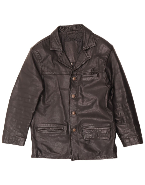 Vintage hombres chaqueta de cuero Reino Unido 38 medio negro