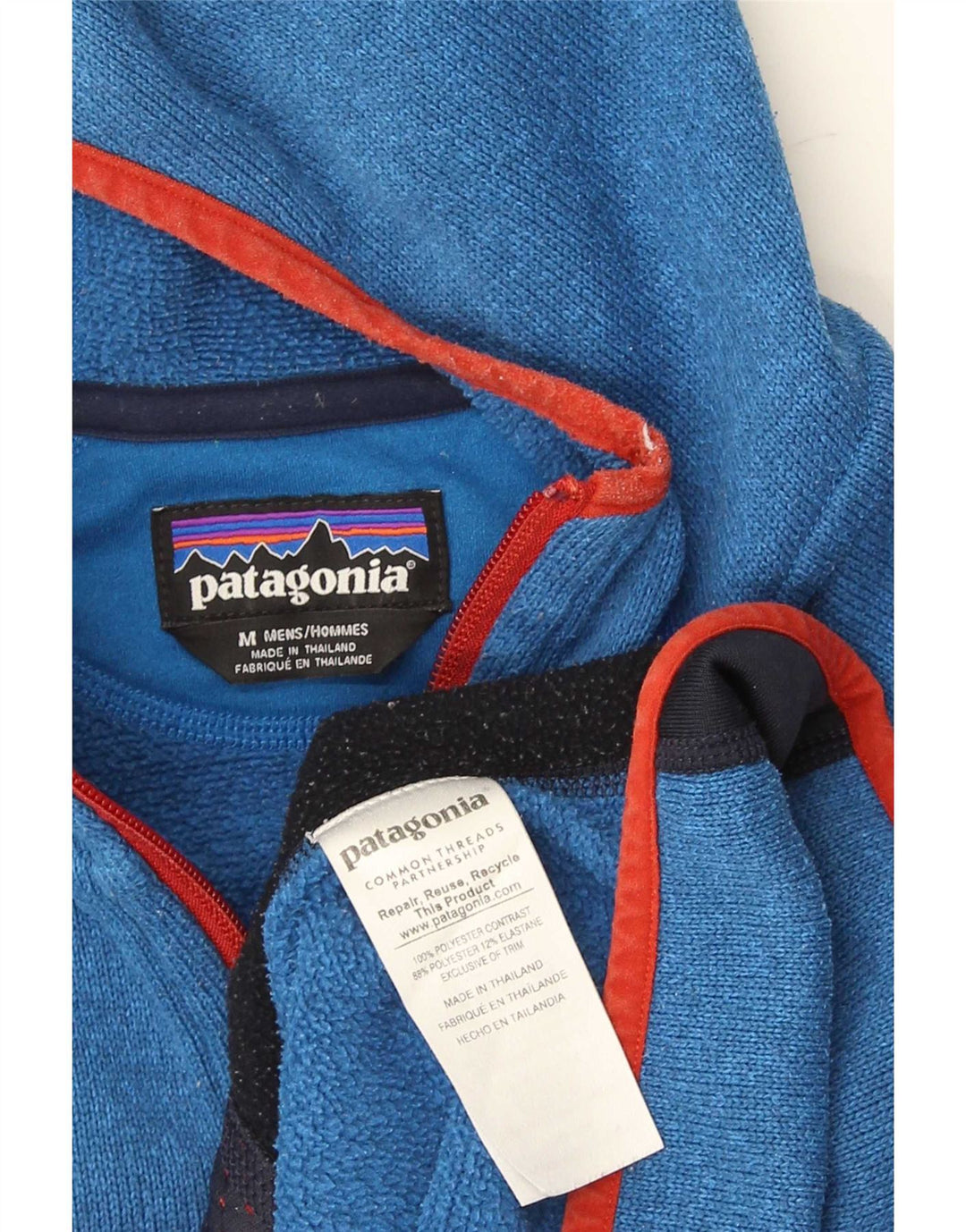 Patagonia Hombre Zip Hoodie Sweater Azul Medio Colorblock Poliéster