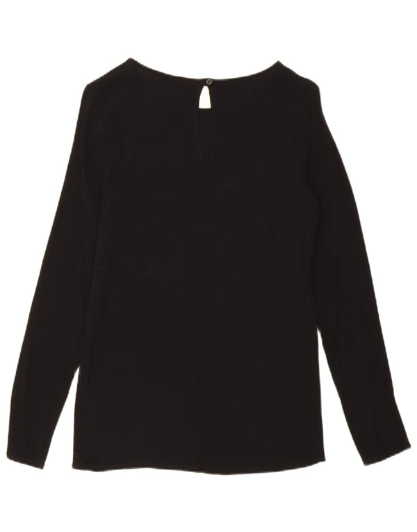 Blusa Mujer Trussardi Jeans Manga Larga Top IT 42 Medium Negro Viscosa
