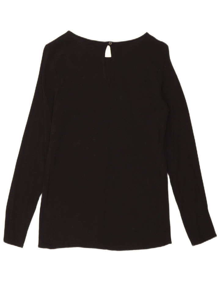 Blusa Mujer Trussardi Jeans Manga Larga Top IT 42 Medium Negro Viscosa