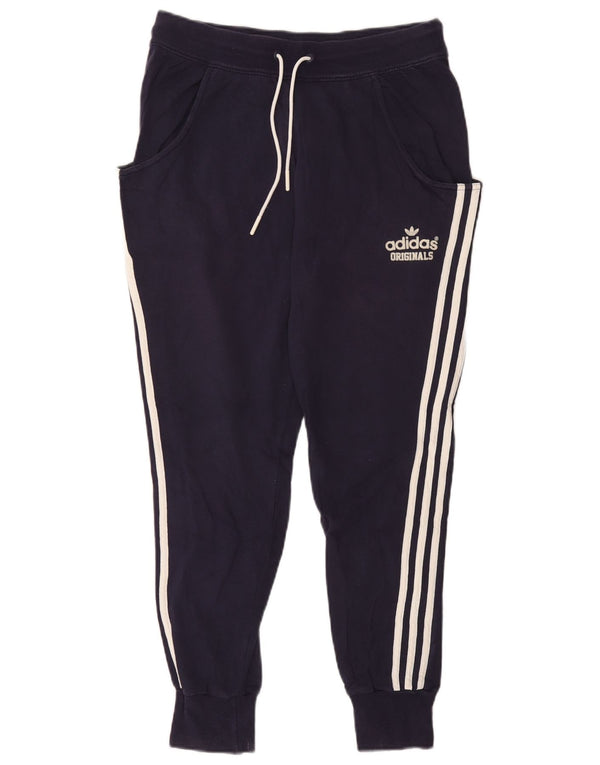 Adidas Mujer Chándal Pantalones Joggers UK 10 Pequeño Azul Marino Algodón