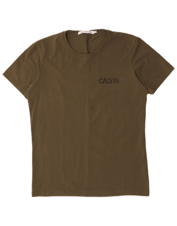 Calvin Klein Jeans Camiseta Hombre Top XL Caqui Algodón