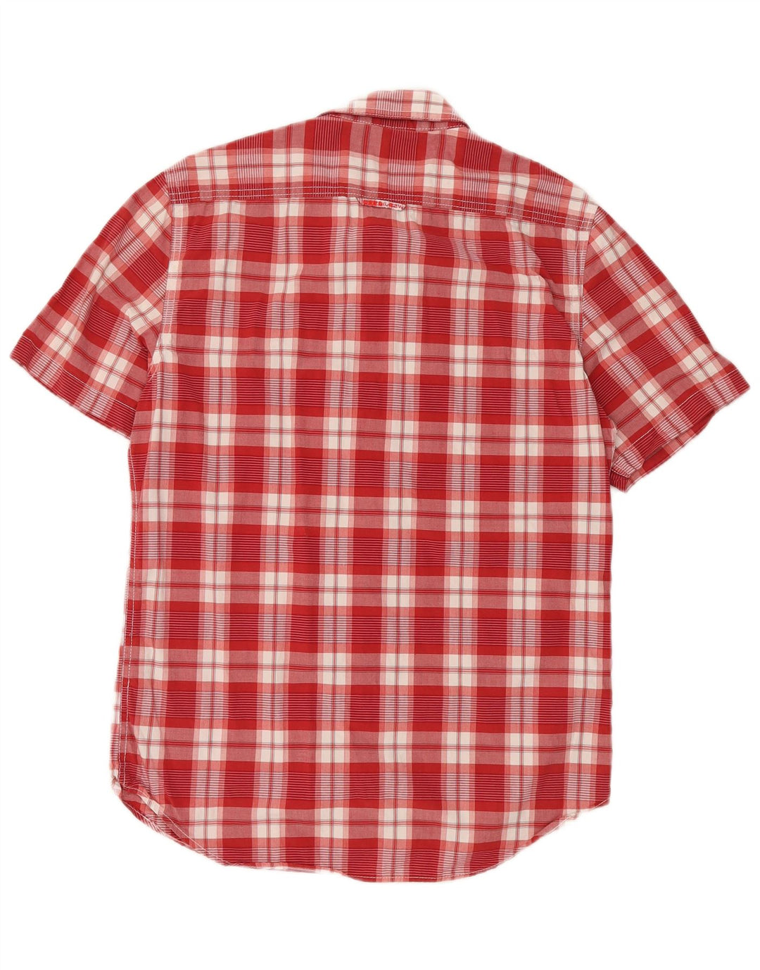 SUPERDRY Camisa de manga corta para hombre de algodón a cuadros rojos grandes