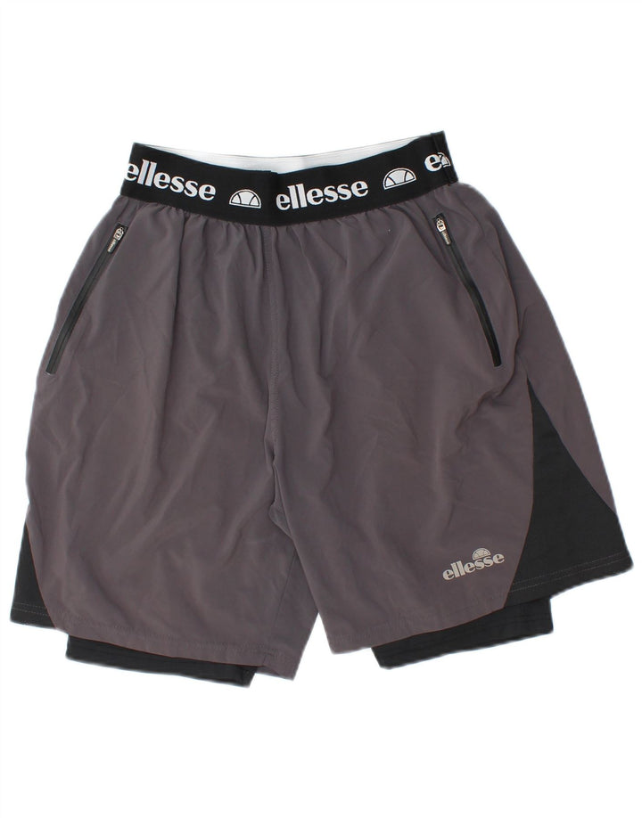 ELLESSE Mens Graphic Sport Shorts Gris Medio Colorblock