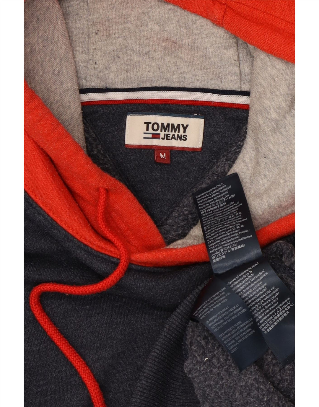 Tommy Hilfiger Hombre Sudadera con Capucha Jumper Medium Azul Marino Colorblock Algodón