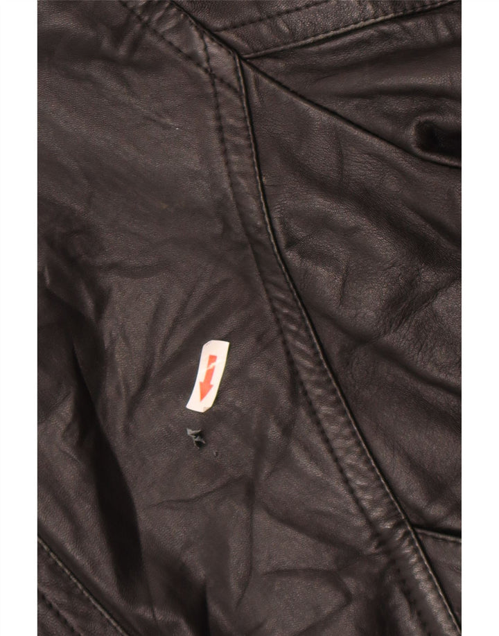Chaqueta de cuero vintage para hombre Reino Unido 42 XL cuero negro