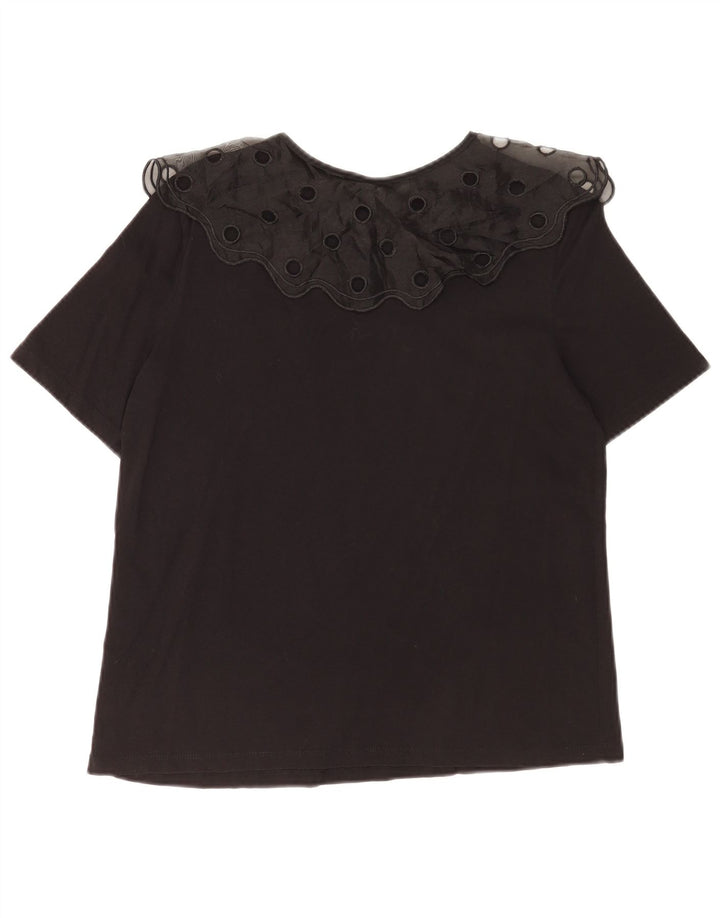 Zara Mujer Blusa Top UK 10 Small Negro