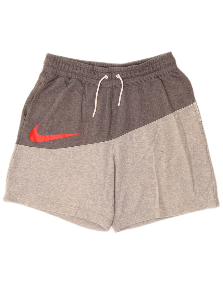 NIKE Pantalones cortos deportivos para hombre de algodón gris color block grande