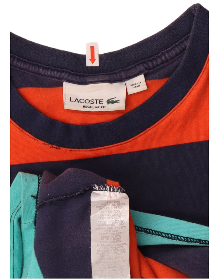 Lacoste Camiseta gráfica para mujer UK 40 Mediana Rayas multicolores
