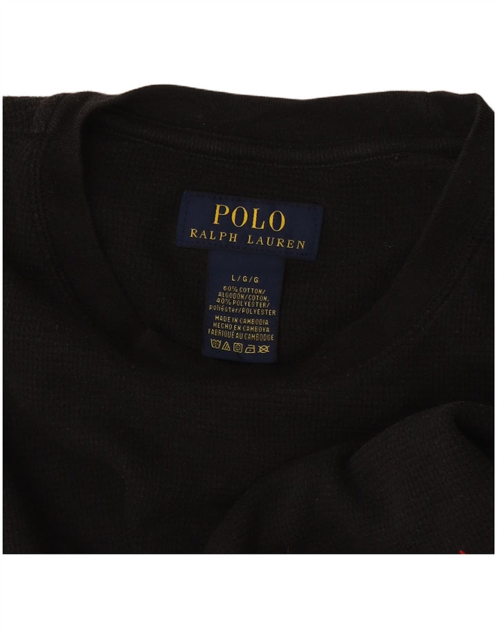 Ralph Lauren Top para hombre de manga larga de algodón negro grande