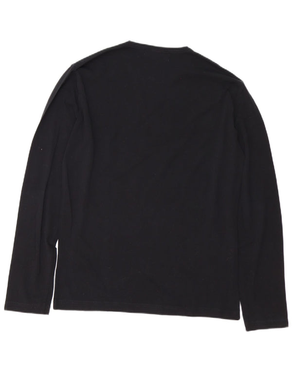 Gas Mens Graphic Top Manga Larga Grande Algodón Negro