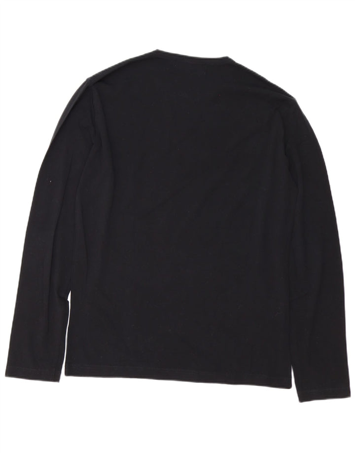 Gas Mens Graphic Top Manga Larga Grande Algodón Negro
