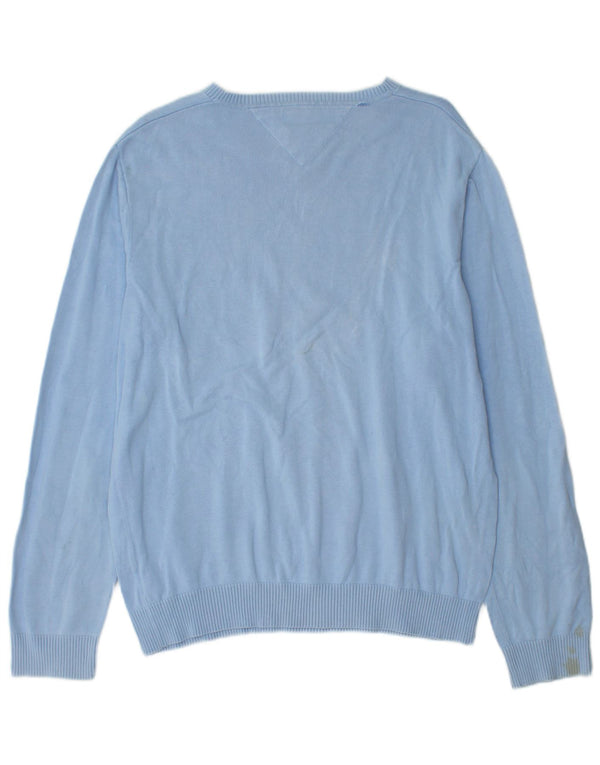 Tommy Hilfiger Jersey con cuello en V para hombre, talla grande, algodón azul