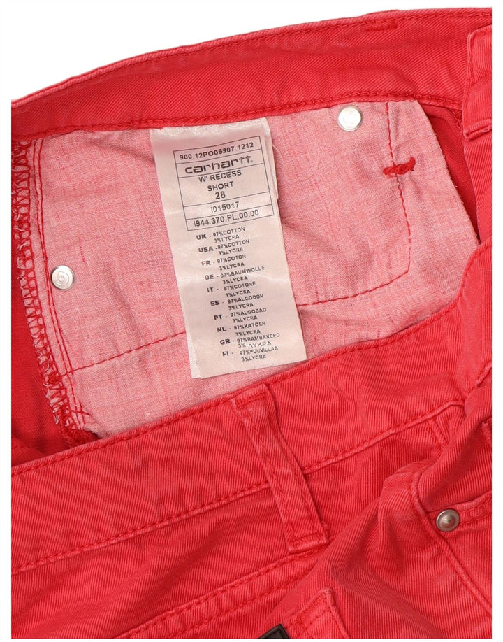 Carhartt Shorts Casuales Mujer W28 Algodón Rojo Medio