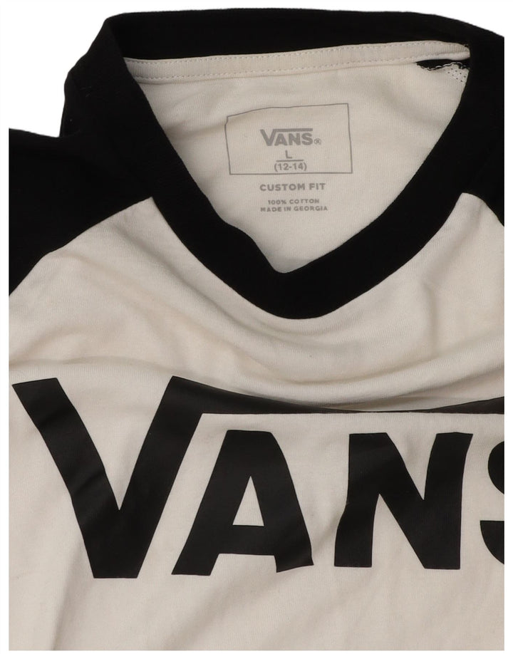 Vans Camiseta gráfica para niños, manga 3/4, 12-13 años, grande, color blanco