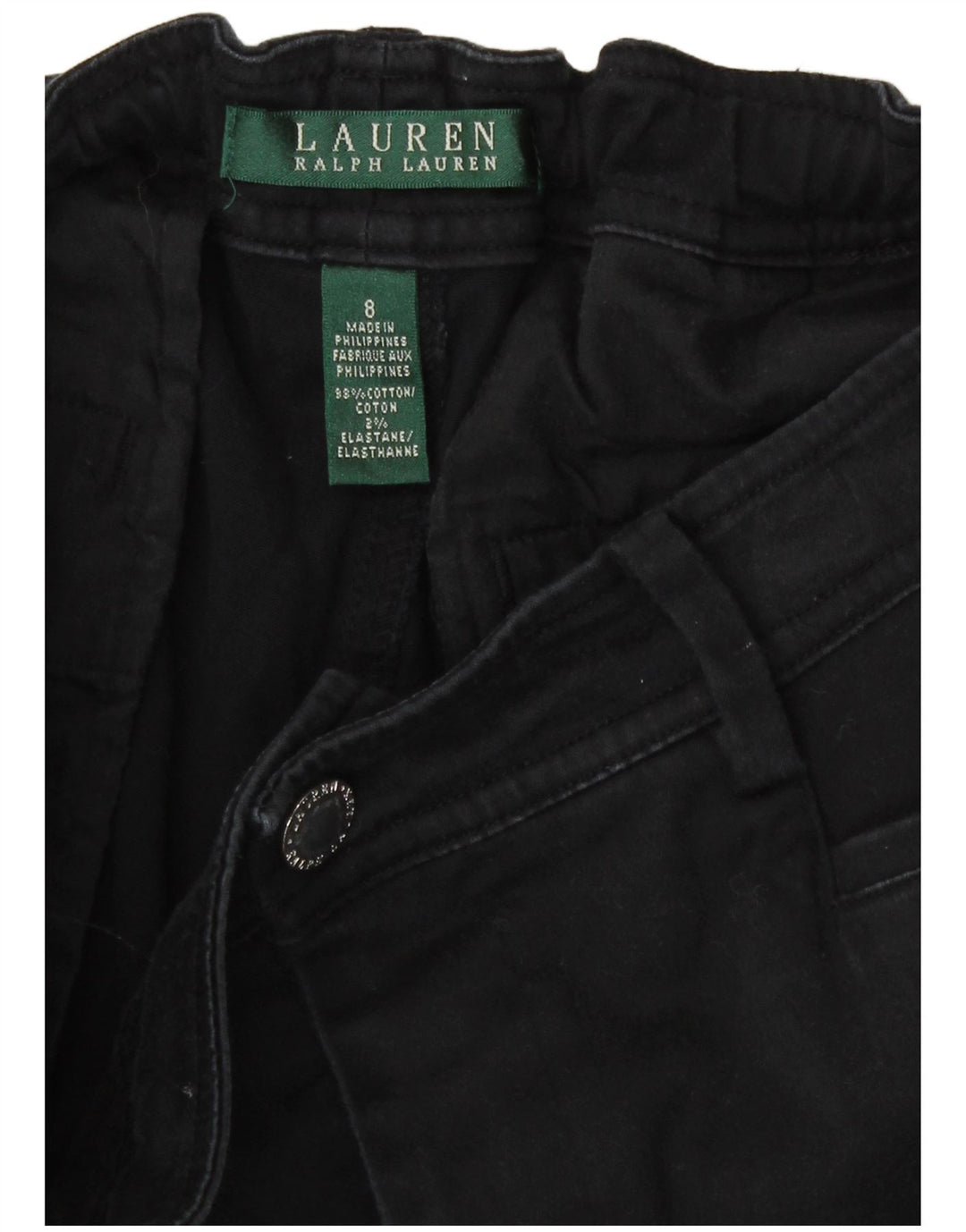 Ralph Lauren Bermudas para mujer US 8 mediano W30 algodón negro