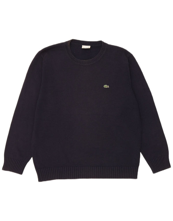 Lacoste Jersey de cuello redondo para hombre talla 5 grande algodón azul marino