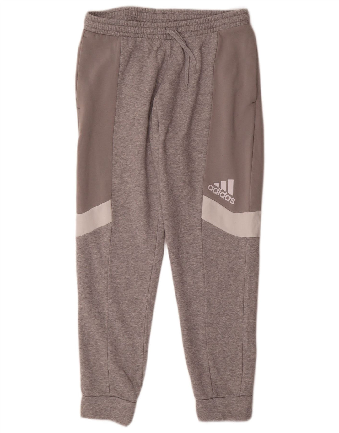 ADIDAS Hombre Pantalones De Chándal Joggers Grande Gris Colorblock Algodón