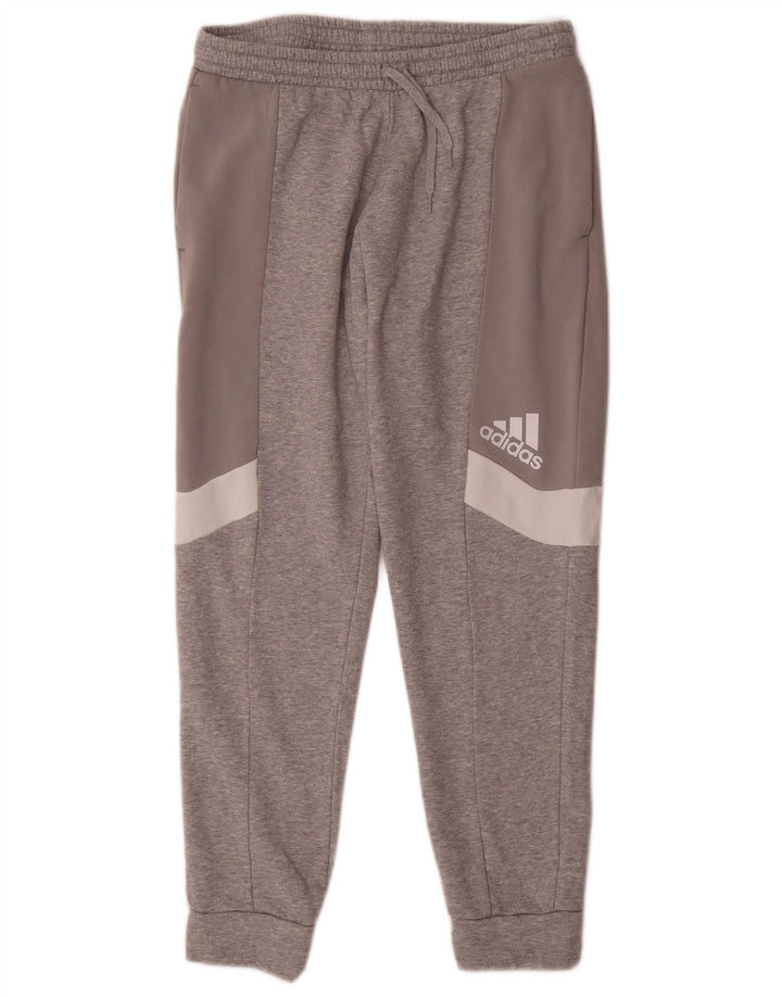 ADIDAS Hombre Pantalones De Chándal Joggers Grande Gris Colorblock Algodón