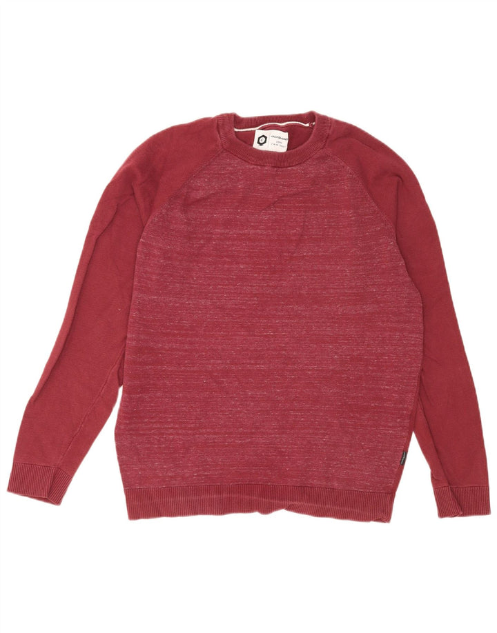 Jack & Jones Hombre Jersey De Cuello Redondo De Algodón Moteado Rojo Medio