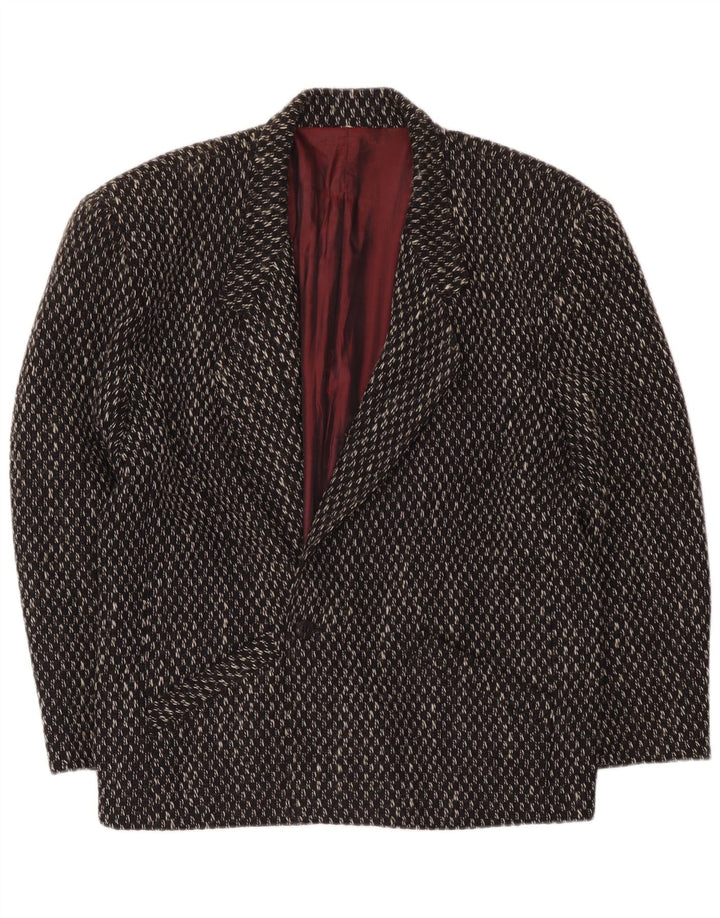 Chaqueta tipo blazer de 1 botón para hombre Manhattan UK 40 Large Black Check Wool