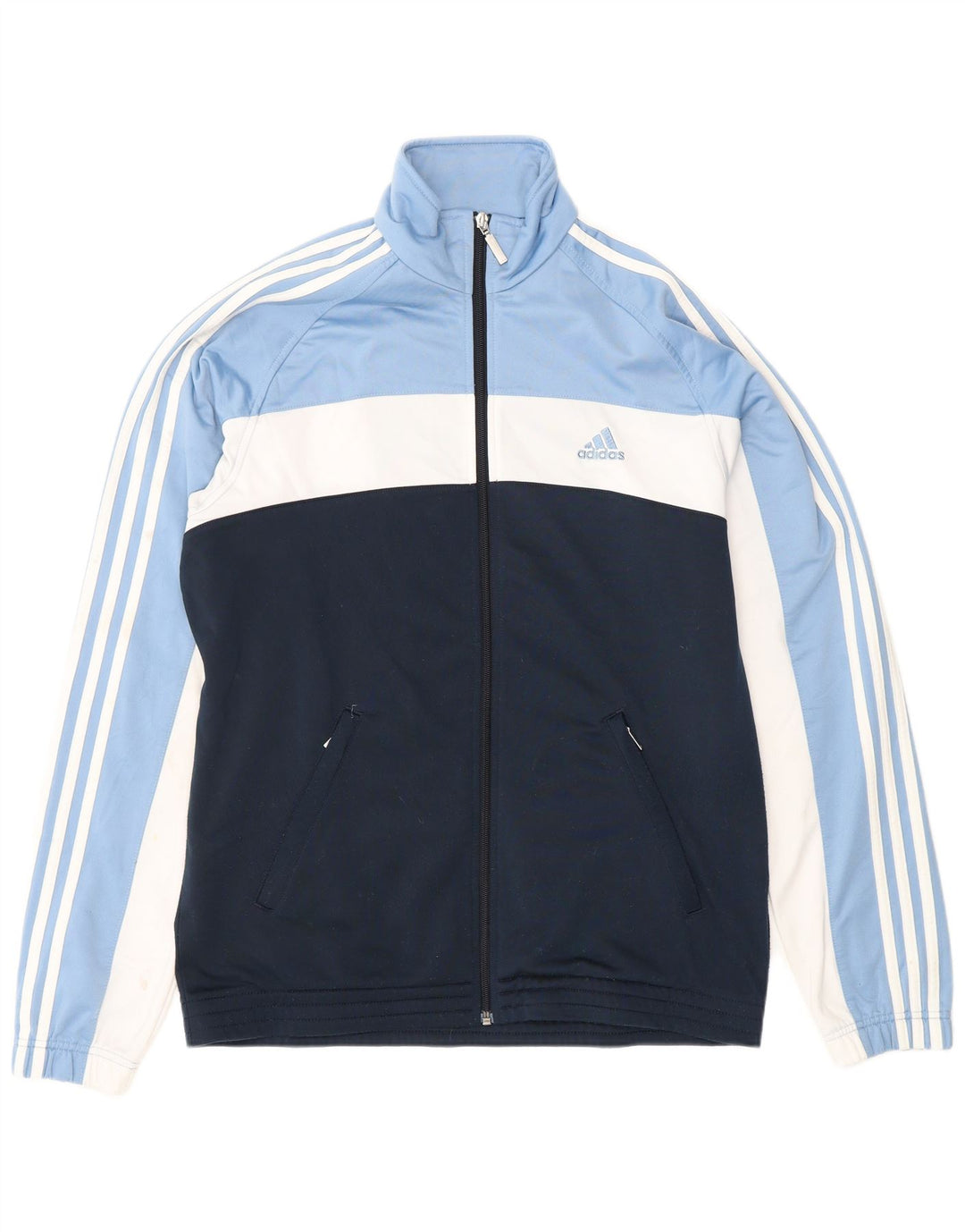 Adidas Hombre Chándal Top Chaqueta UK 42/44 Grande Azul Colorblock Poliéster