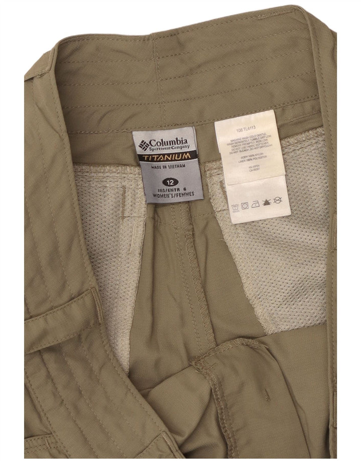 COLUMBIA Pantalones cortos chinos de titanio para mujer US 12 Large W36 Caqui Nylon