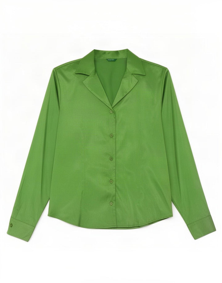 Benetton Blusa Camisa Mujer IT 42 Verde Medio Poliéster