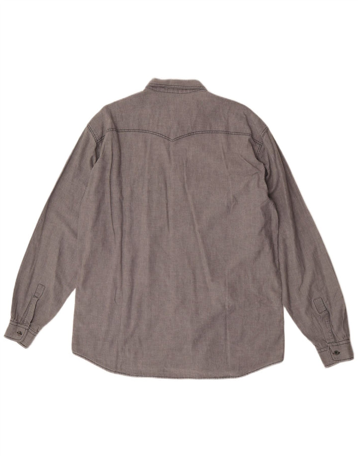Camisa Stefanel Hombre Grande Gris Algodón