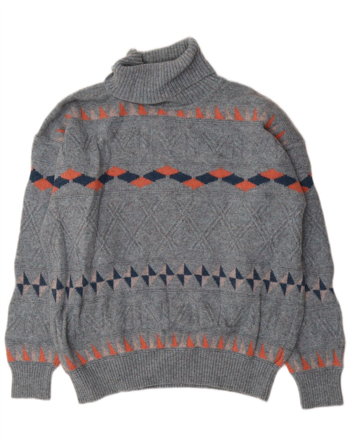 Baroni Jersey con cuello vuelto para hombre IT 54 XL Lana geométrica azul