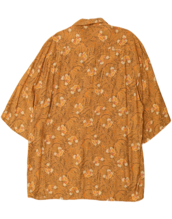 Vintage hombres camisa de manga corta grande amarillo floral