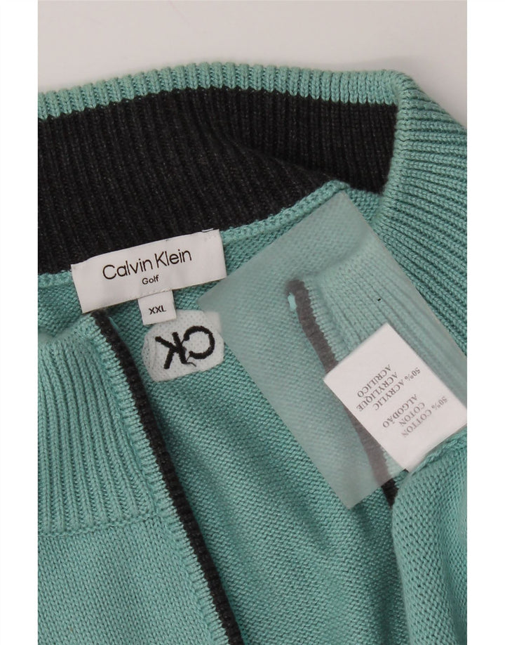 Calvin Klein Suéter tipo jersey con cremallera y cuello para hombre 2XL Algodón azul