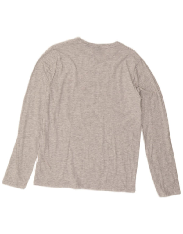 Superdry Top gráfico de manga larga de algodón moteado en gris grande para hombre