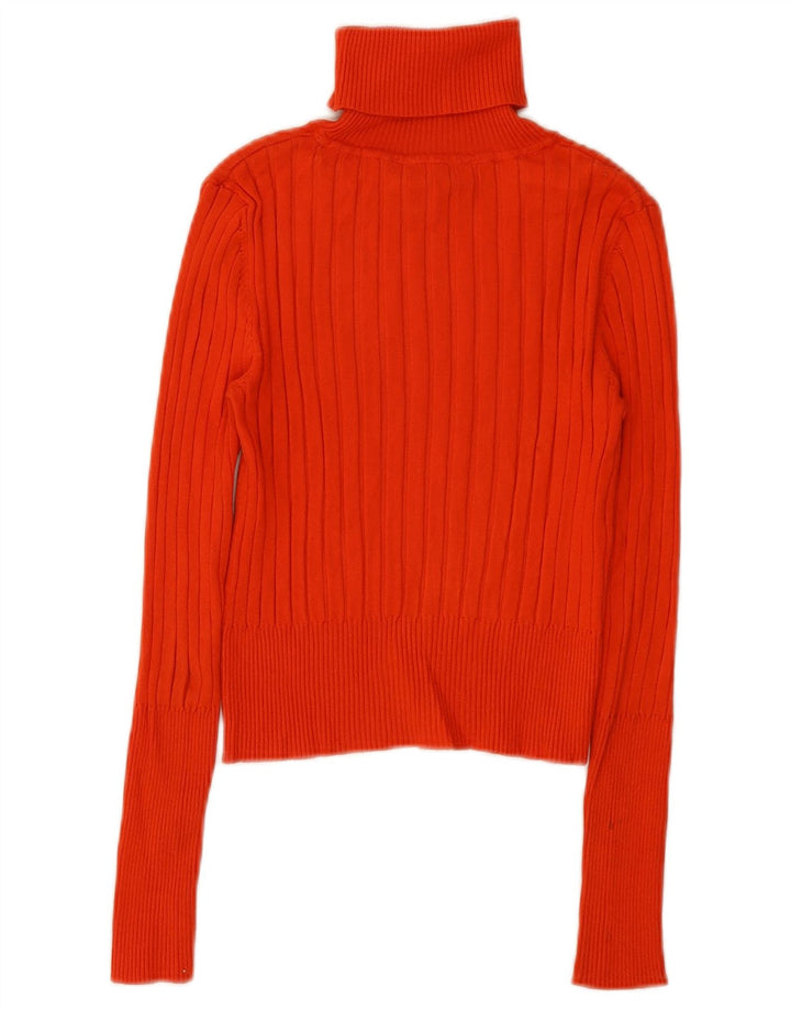 Zara Mujer Crop Roll Neck Jumper Sweater UK 12 Mediano Naranja